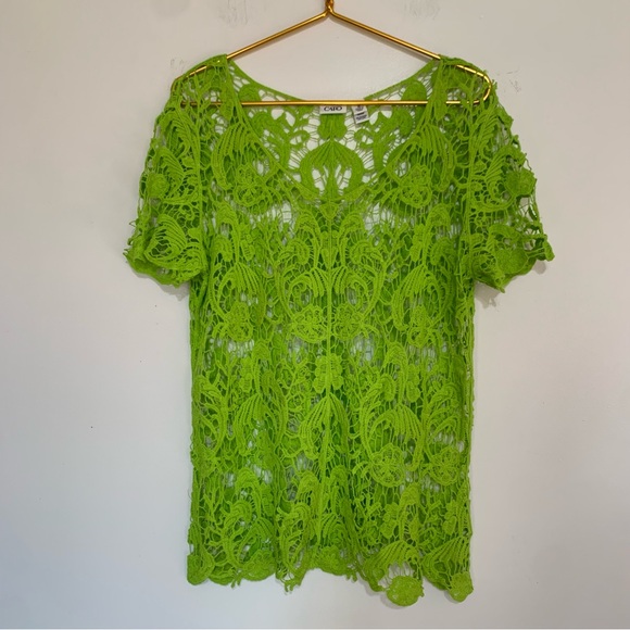 Cato lime green crochet lace top Size X-Large - Picture 1 of 4
